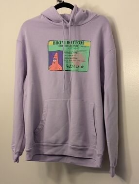Patrick Star Bikini Bottom Lilac Graphic Hoodie - Men Sweater size Large
